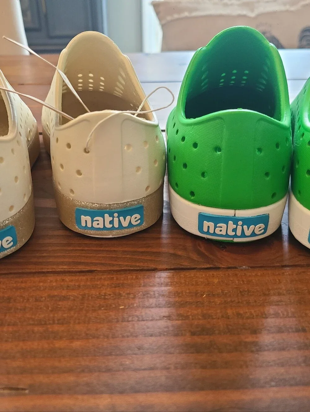 Native Kids' Jefferson Slip-On Shoes - Green/White and Cream/Gold - C12
